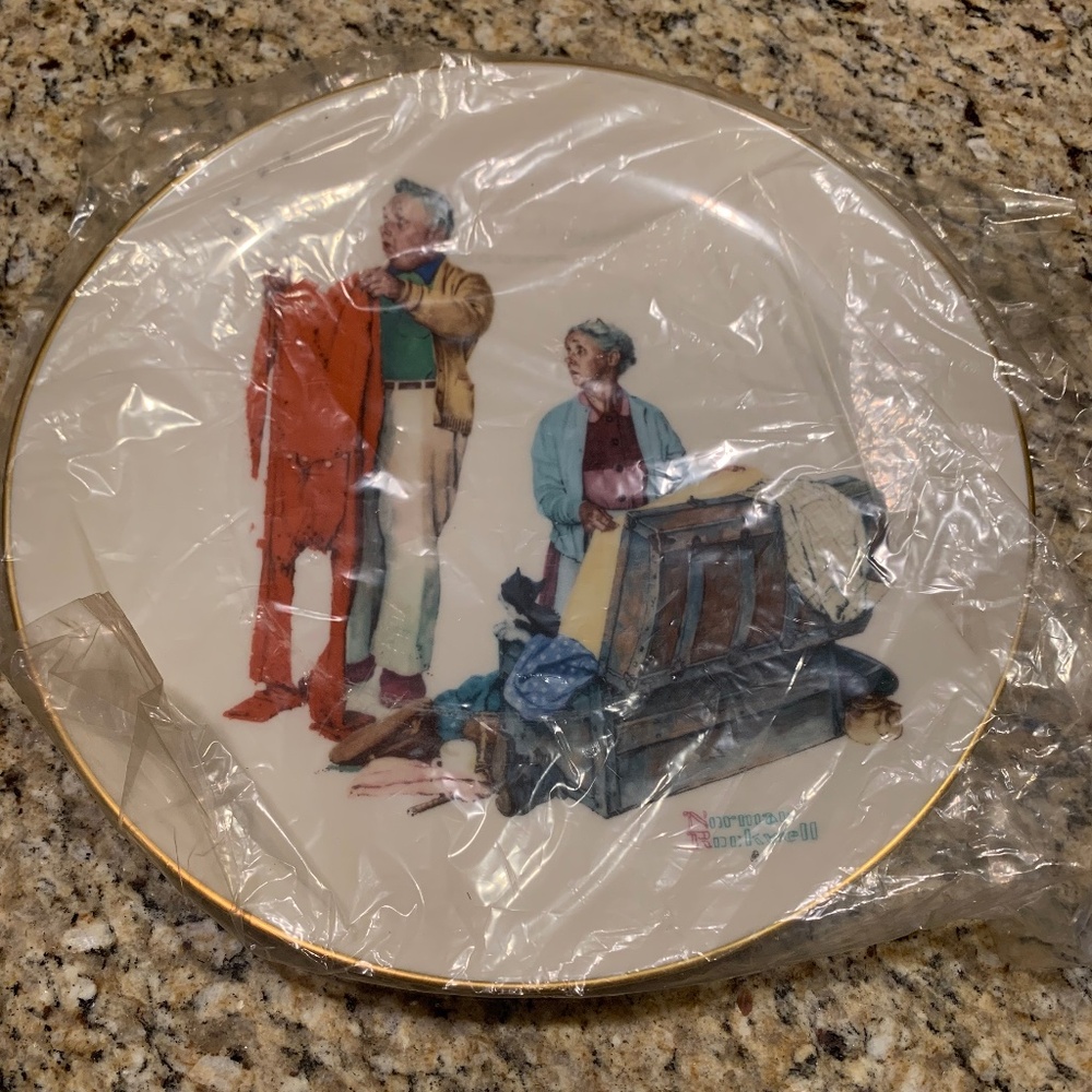 Vintage Norman Rockwell NWT 1978 Four Seasons Fall Chilly Reception Plate